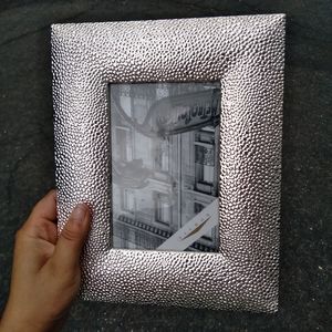 Textured raised silver color picture frame